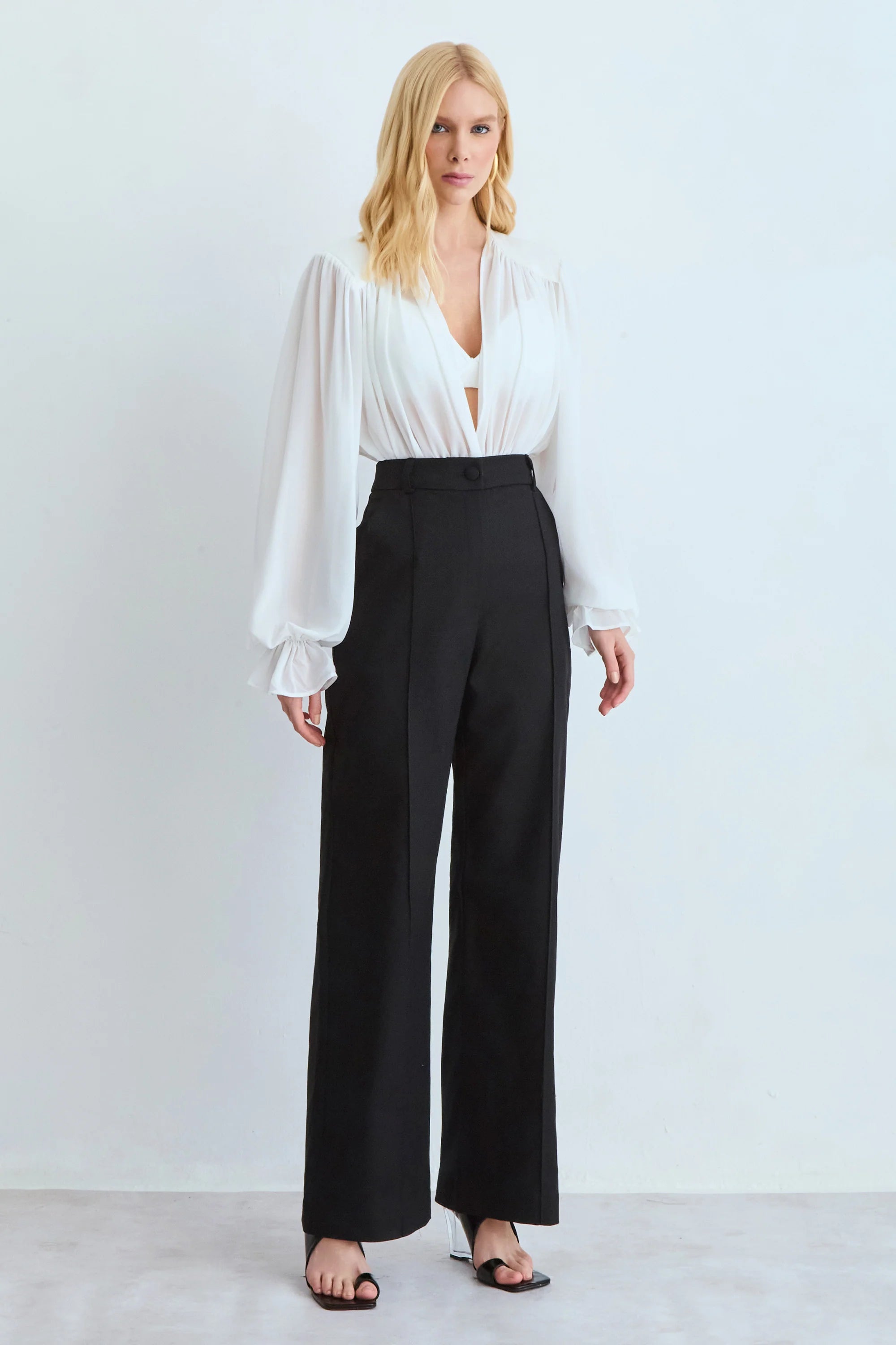 Black Compact Cotton Trousers
