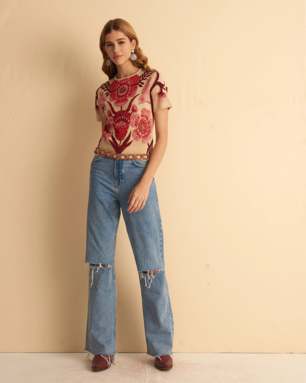 Crafted knit Unique Print T-Shirt Nina