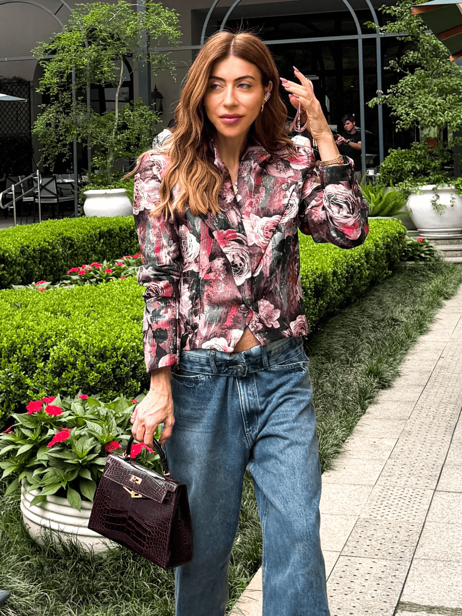 Collab Carol Bassi Floral Jacquard Cropped Blazer Anne Fernandes side