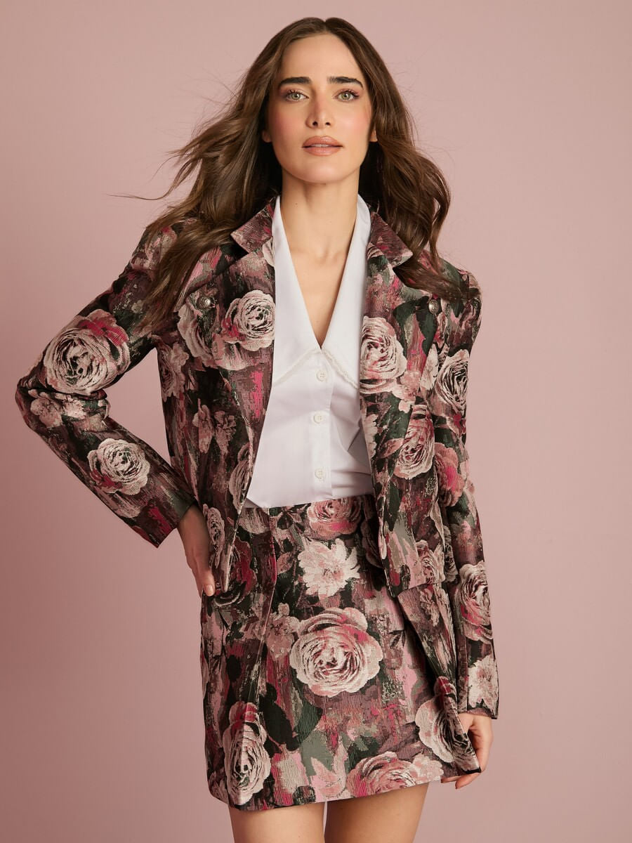 Collab Carol Bassi Floral Jacquard Cropped Blazer Anne Fernandes detail