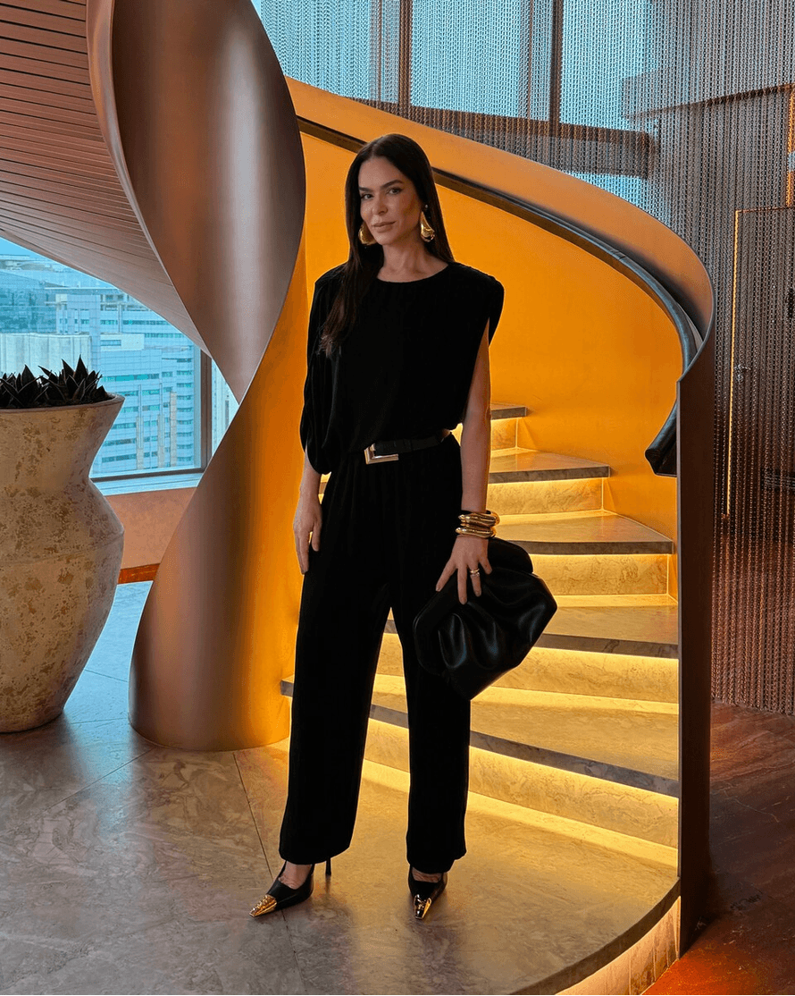 ANF Black Draped Chic Jumpsuit