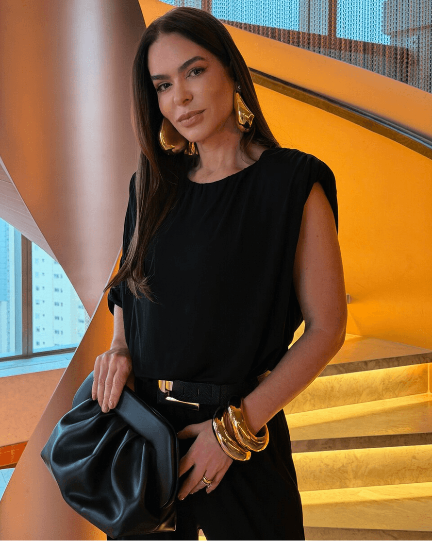 ANF Black Draped Chic Jumpsuit