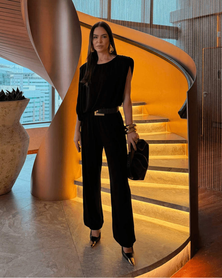 ANF Black Draped Chic Jumpsuit