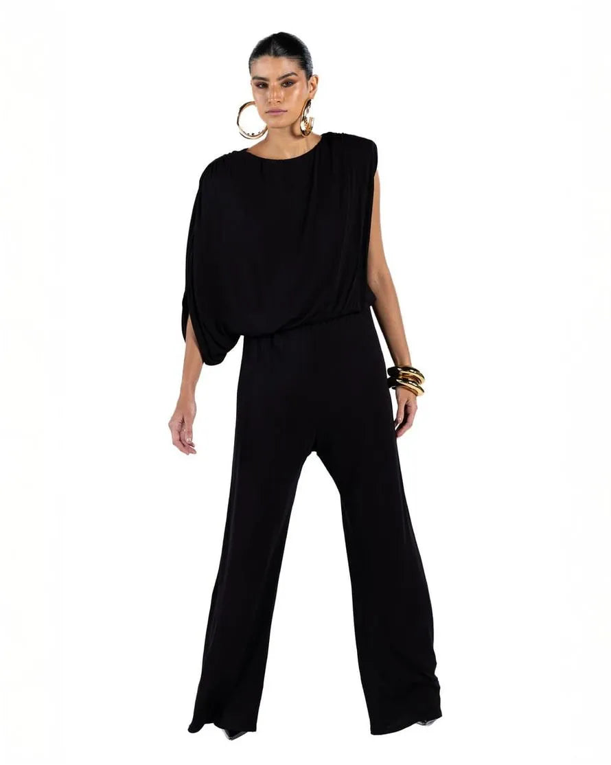 ANF Black Draped Chic Jumpsuit