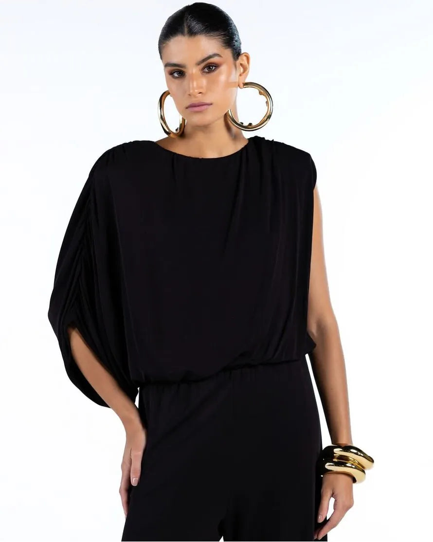 ANF Black Draped Chic Jumpsuit