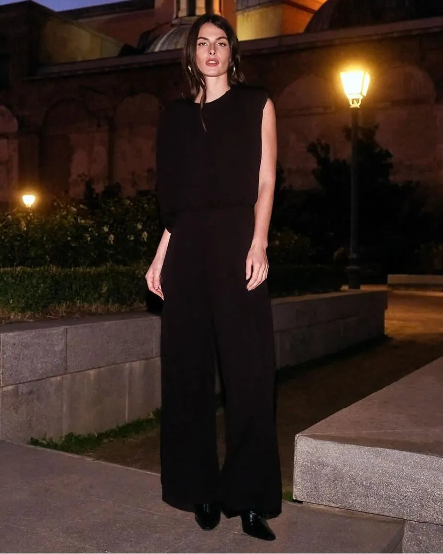 ANF Black Draped Chic Jumpsuit