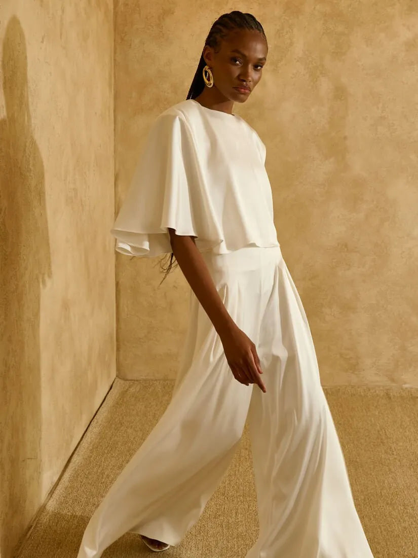 Collab Carol Bassi Off White Satin Set