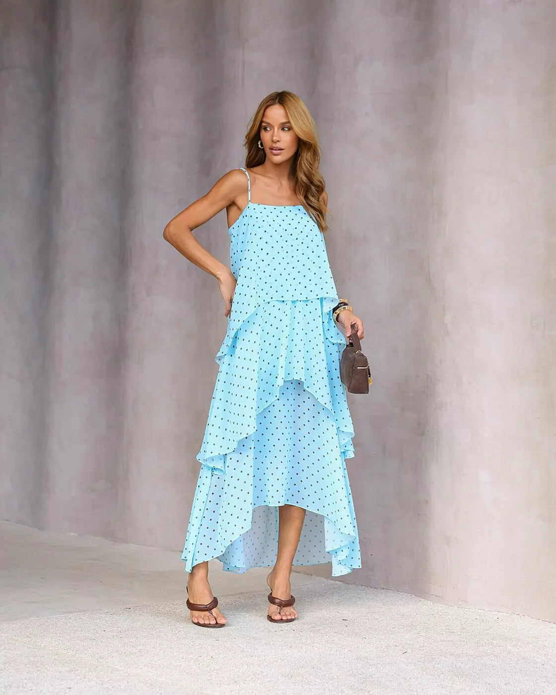 Baby Blue Polka Dots Layer Dress