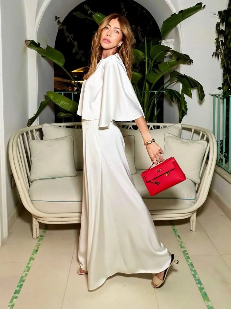 Collab Carol Bassi Off White Satin Set