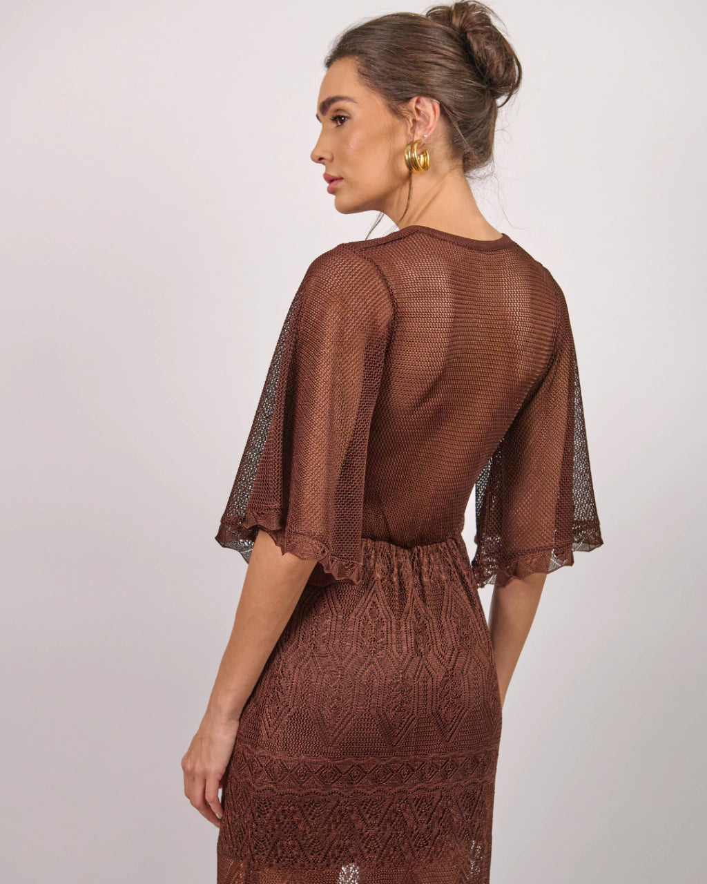 Lauren Brown Knit Long Dress