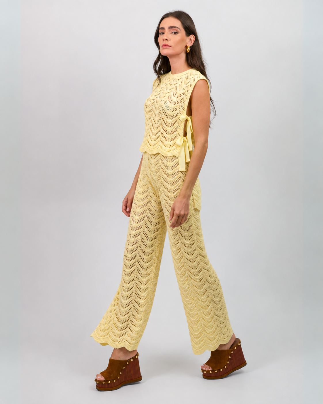 Crafted Lace Knit Yellow Set