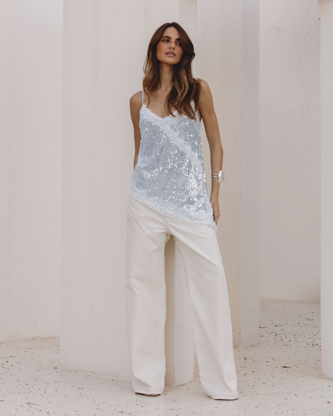 Light Blue Sequin Tank Top