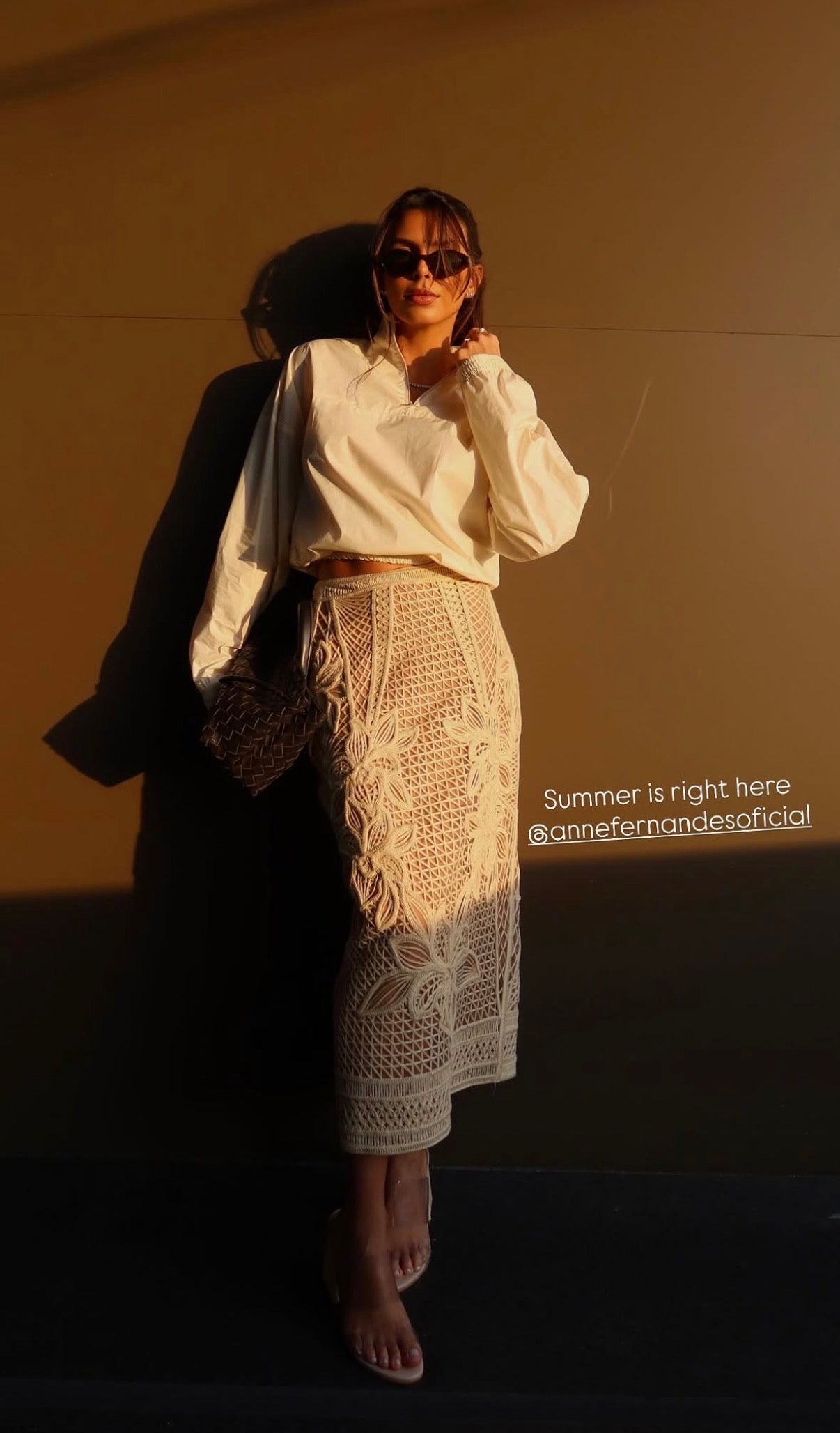 Handmade midi skirt crafted from natural yarns