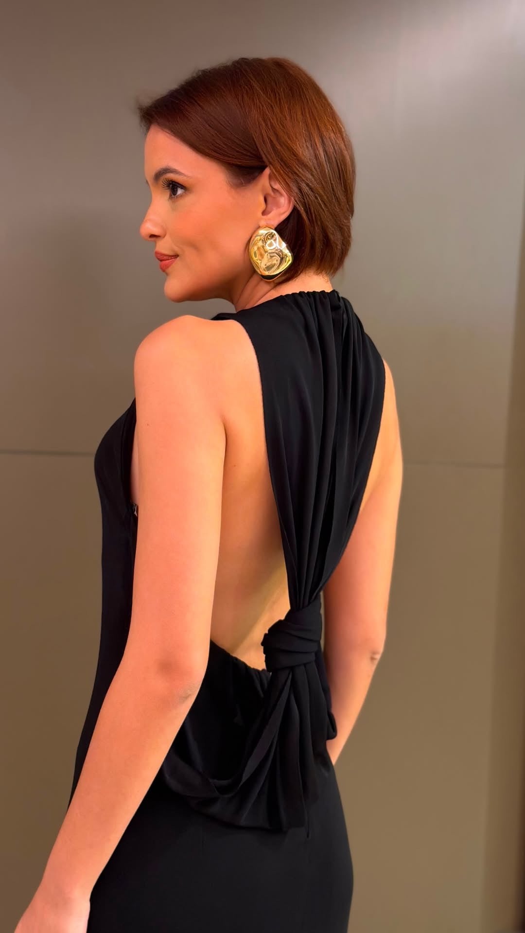 Black Maxi Dress with Knot-Detail