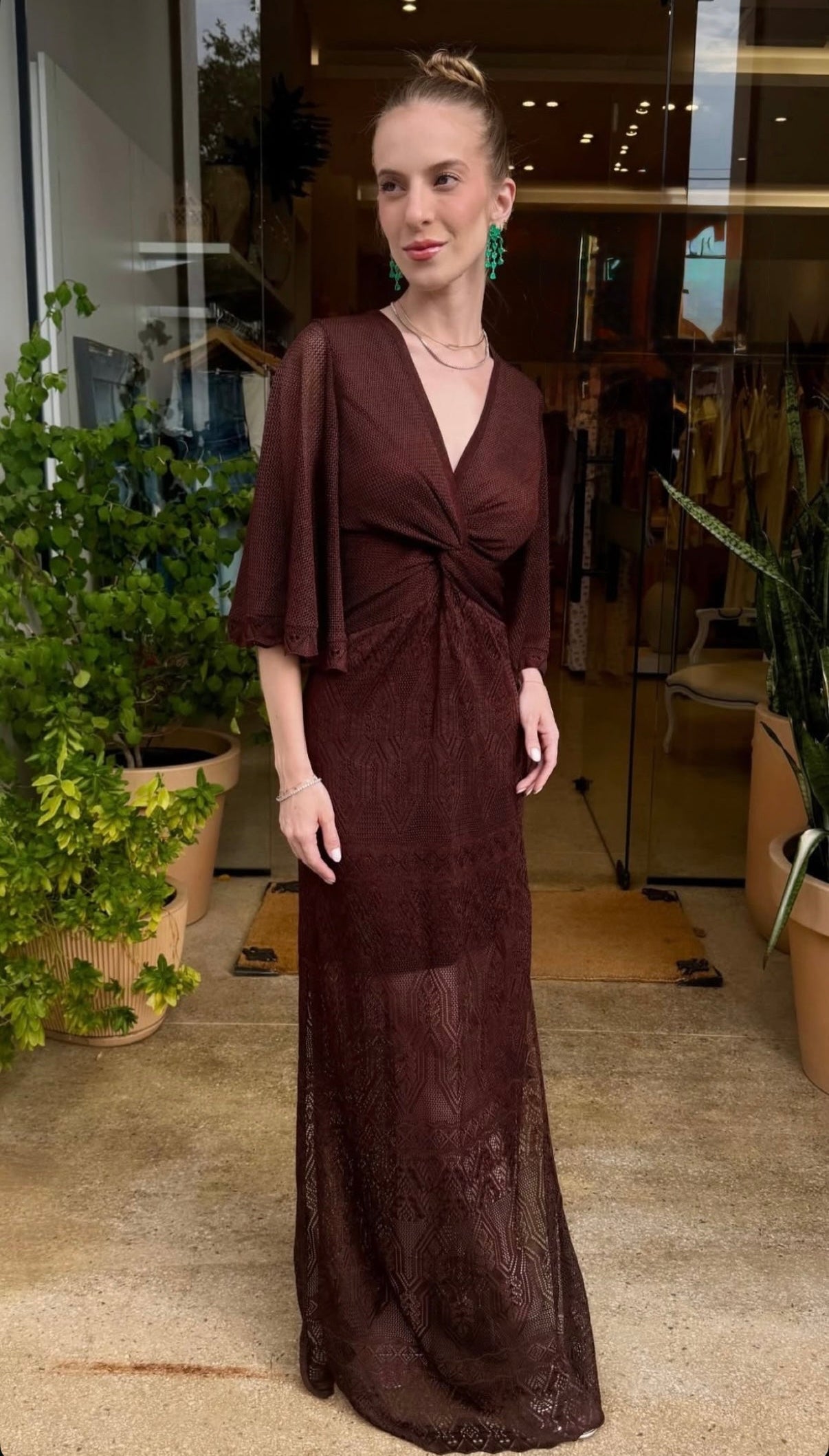 Lauren Brown Knit Long Dress