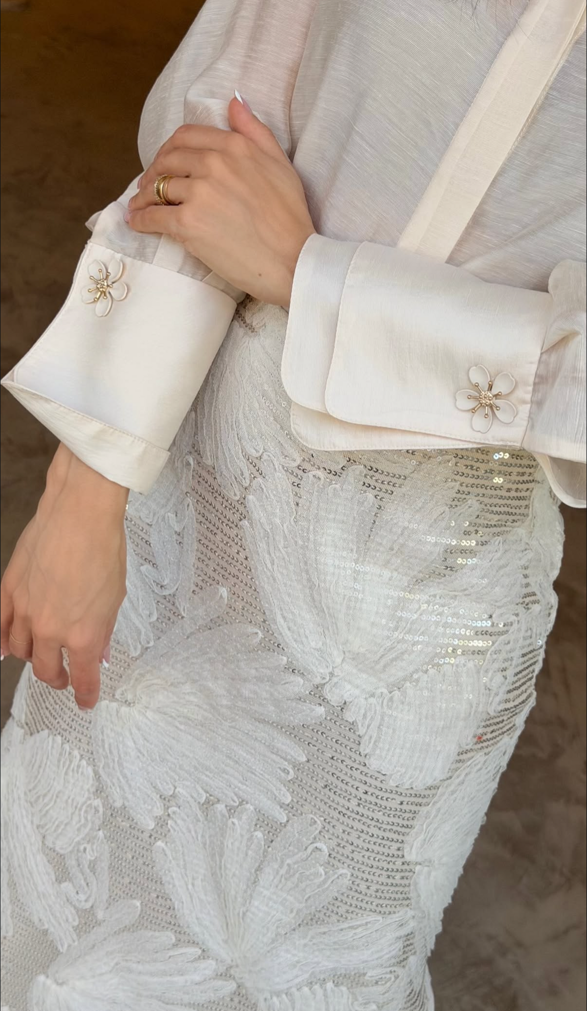Lionel Pearl Shirt with Flower Button