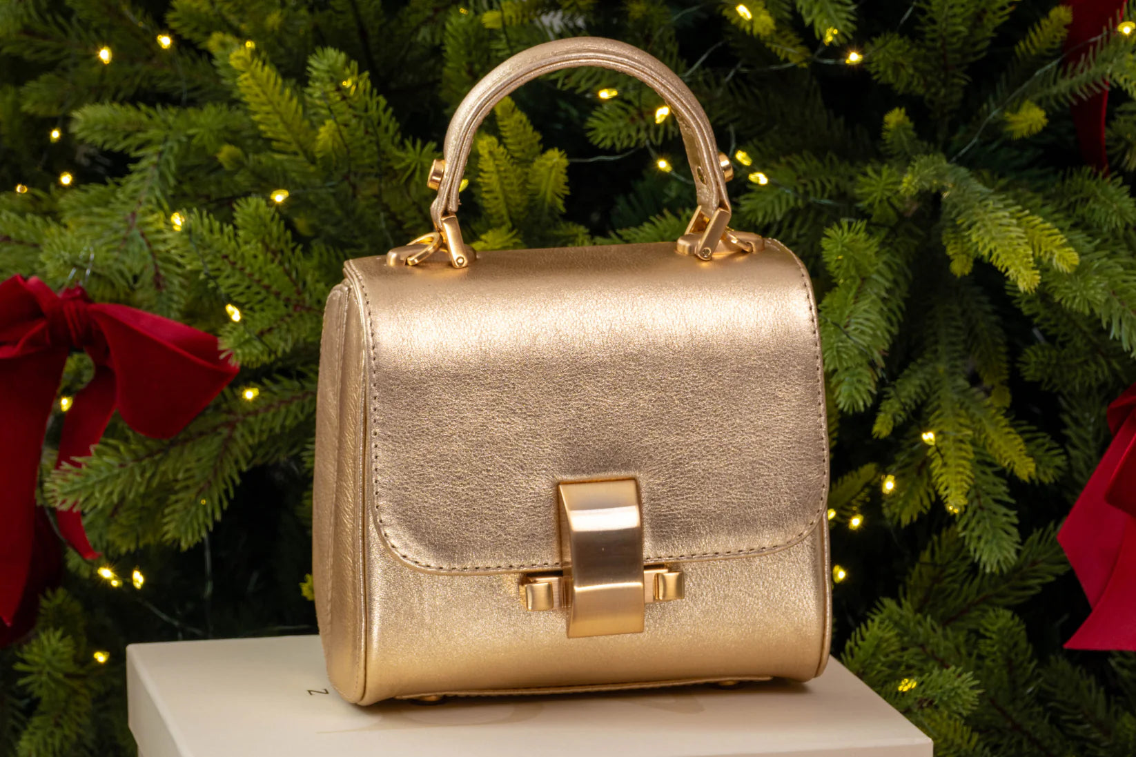 Laura Mini Genuine Leather Made in Brazil Handbag Gold