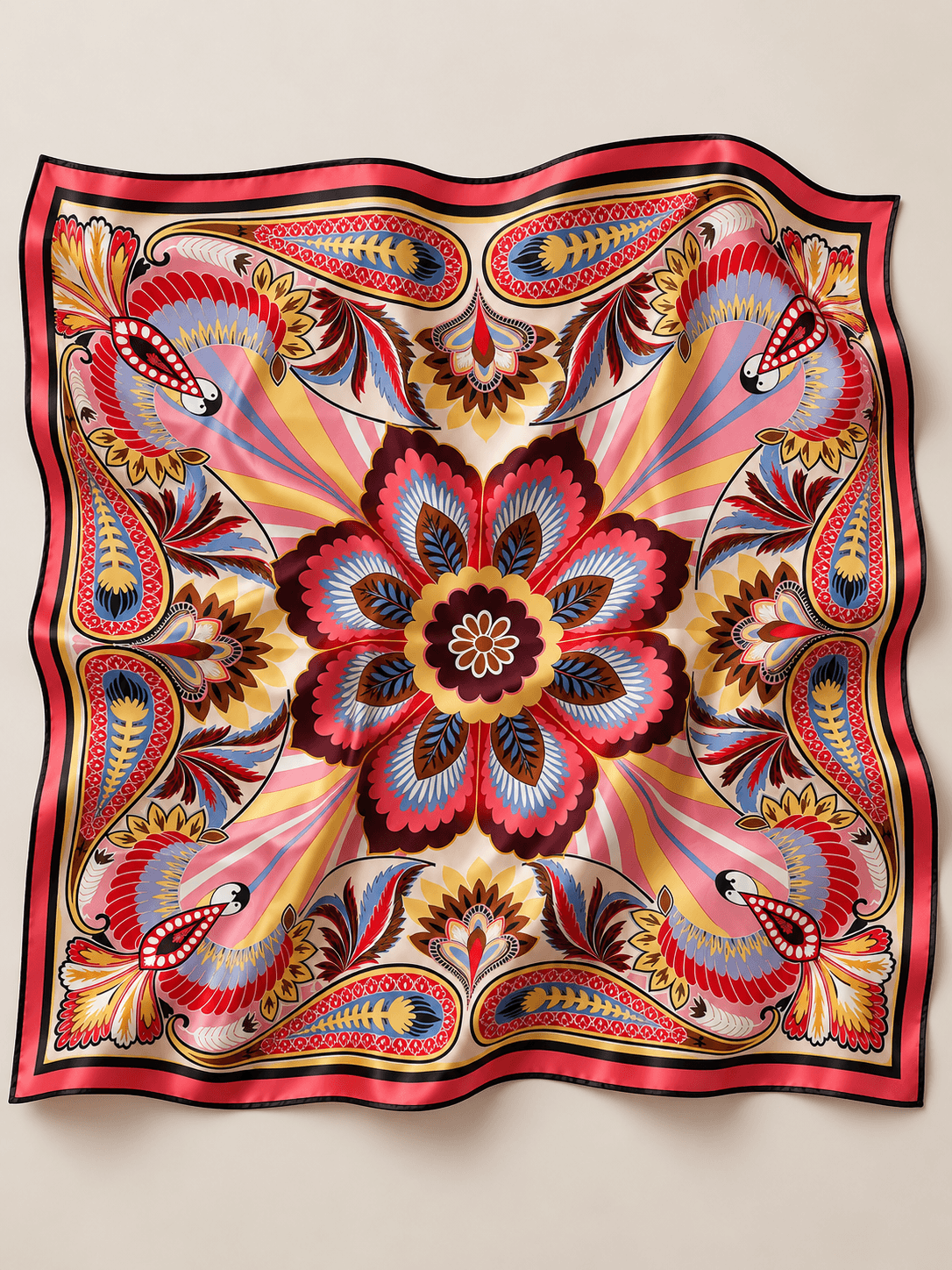 Floral Mandala Satin Scarf Anne Fernandes