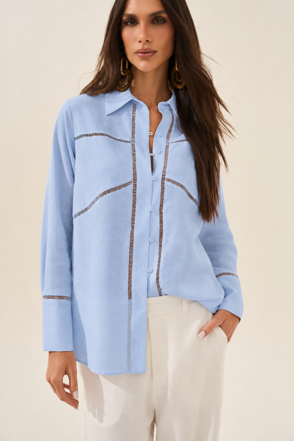 Baby Blue Linen Chic Shirt