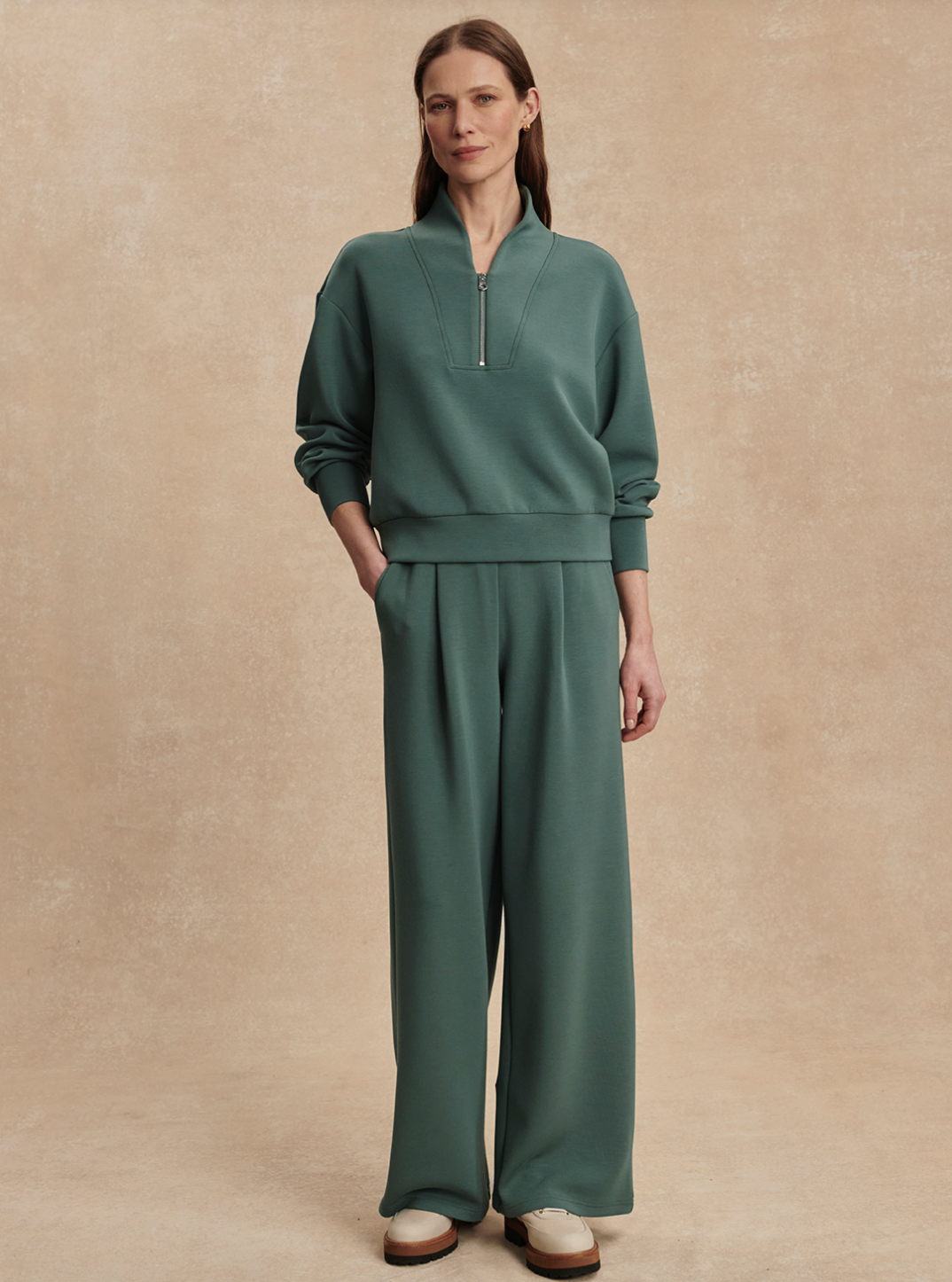 VLY The Extra Wide Leg Pants Green Forest