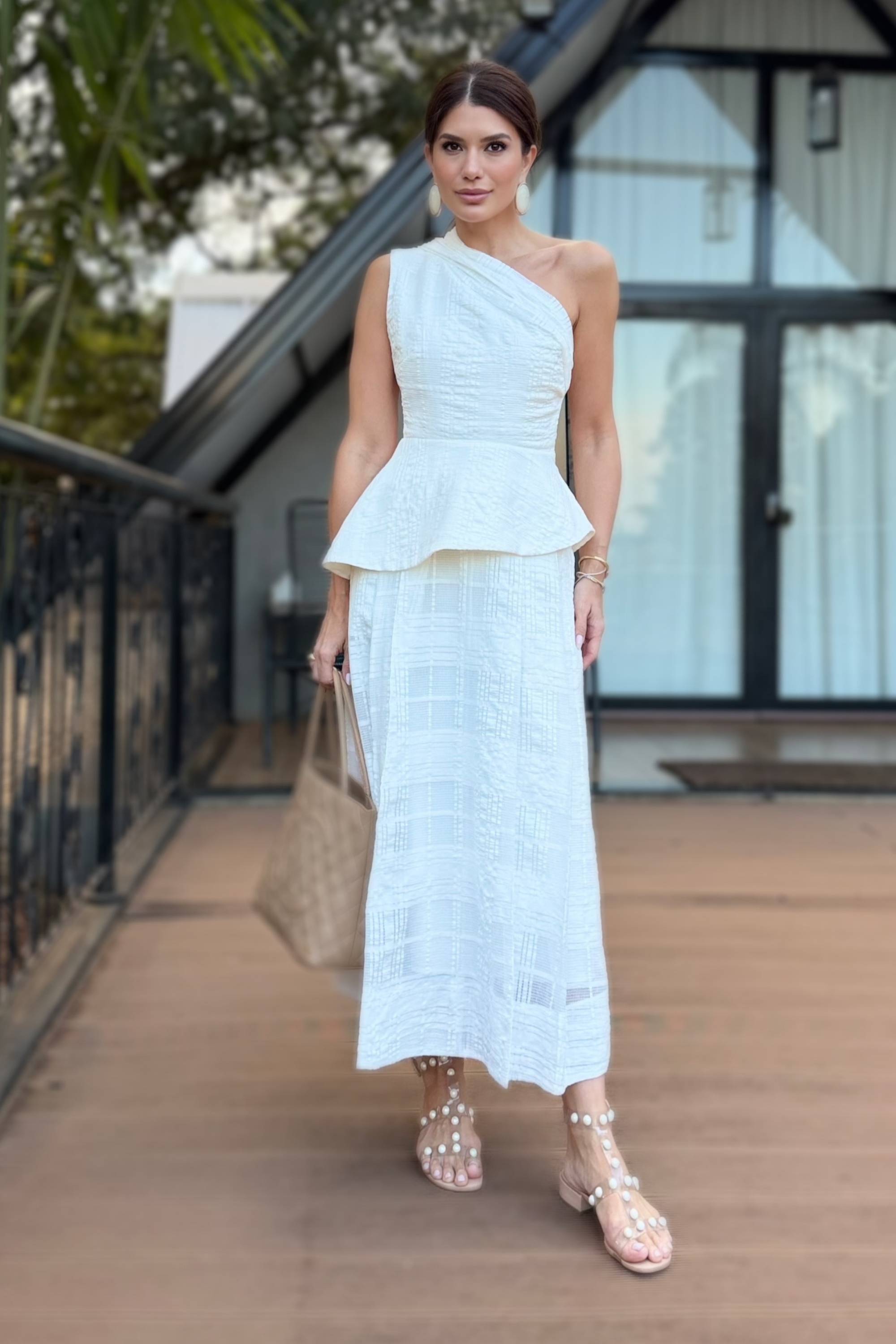 Solar Plaid Summer One Shoulder Set