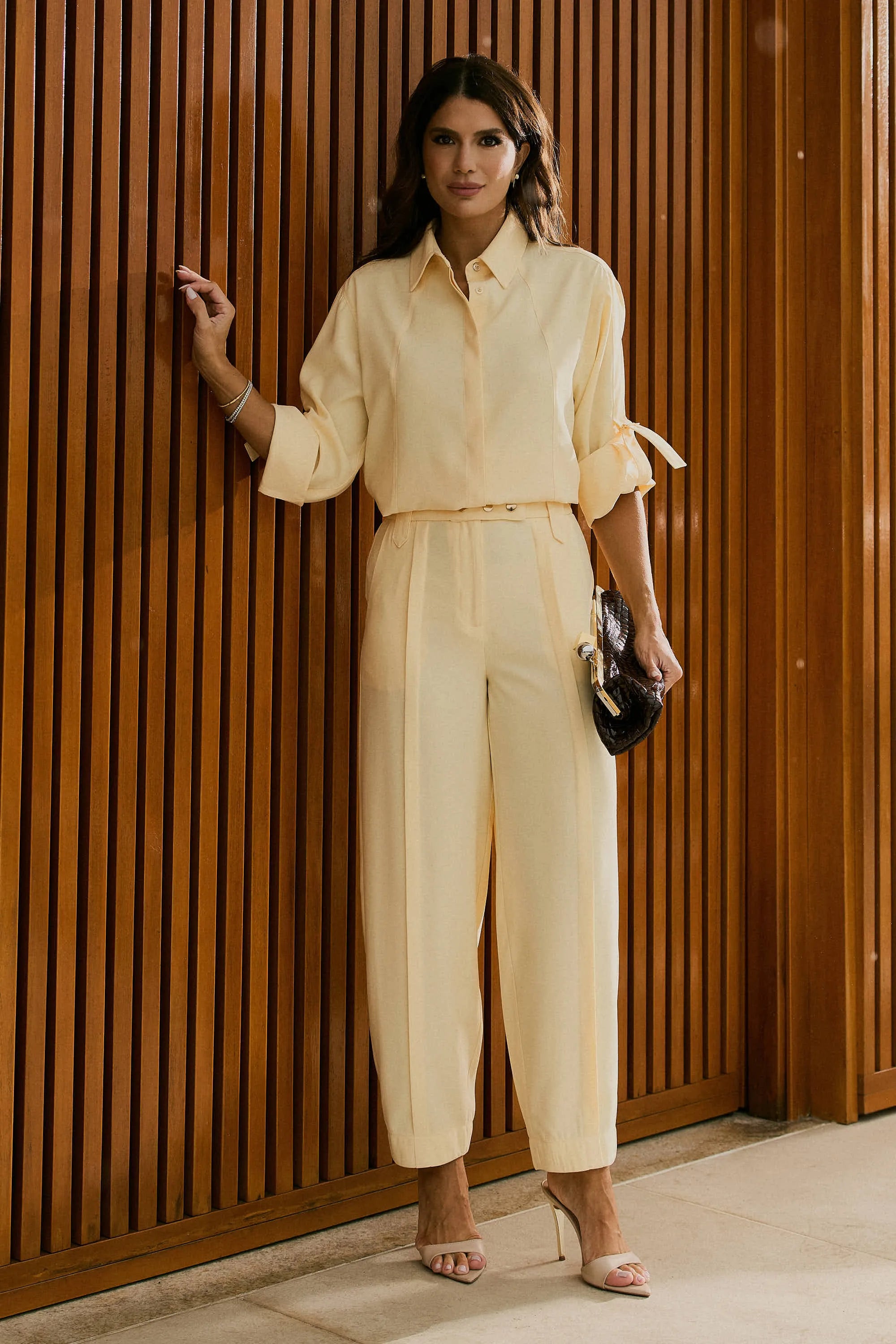 Butter Yellow Viscose Set – Shirt & Trousers