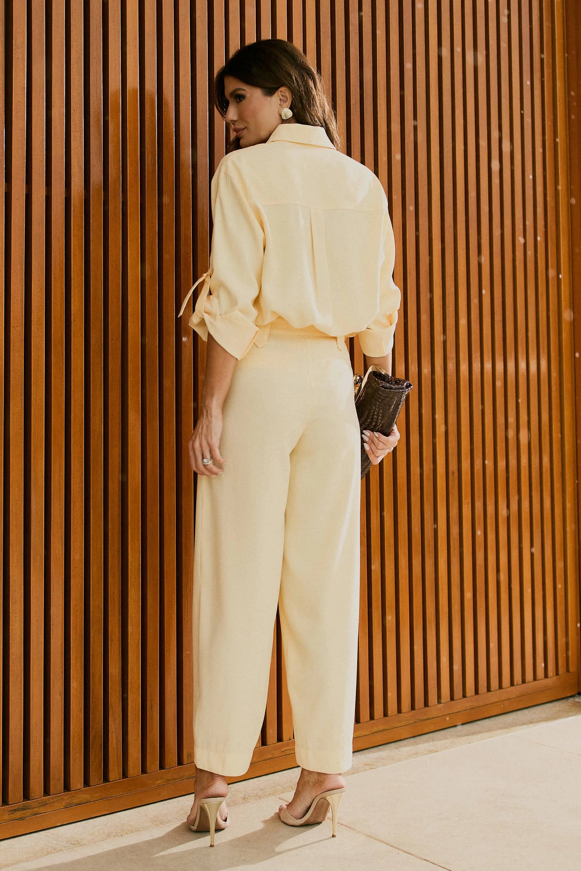 Butter Yellow Viscose Set – Shirt & Trousers