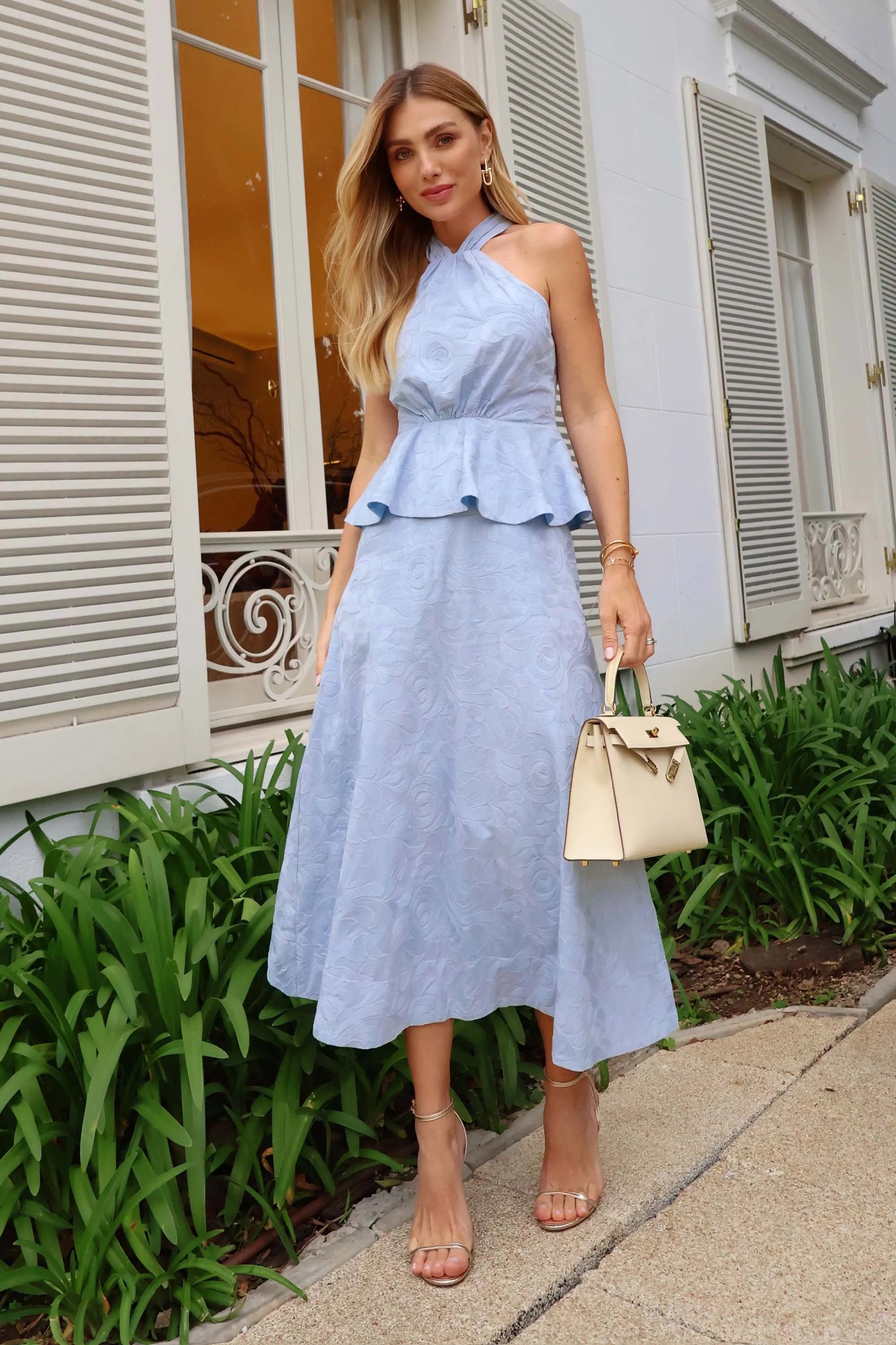 Jacquard Light Blue Embroidered Cotton Set