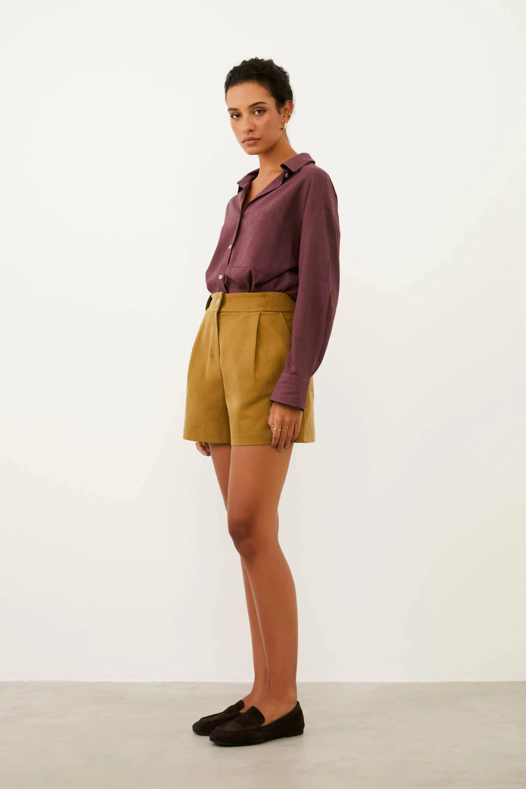 Laura Visco Linen Dark Wine Oversized Shirt