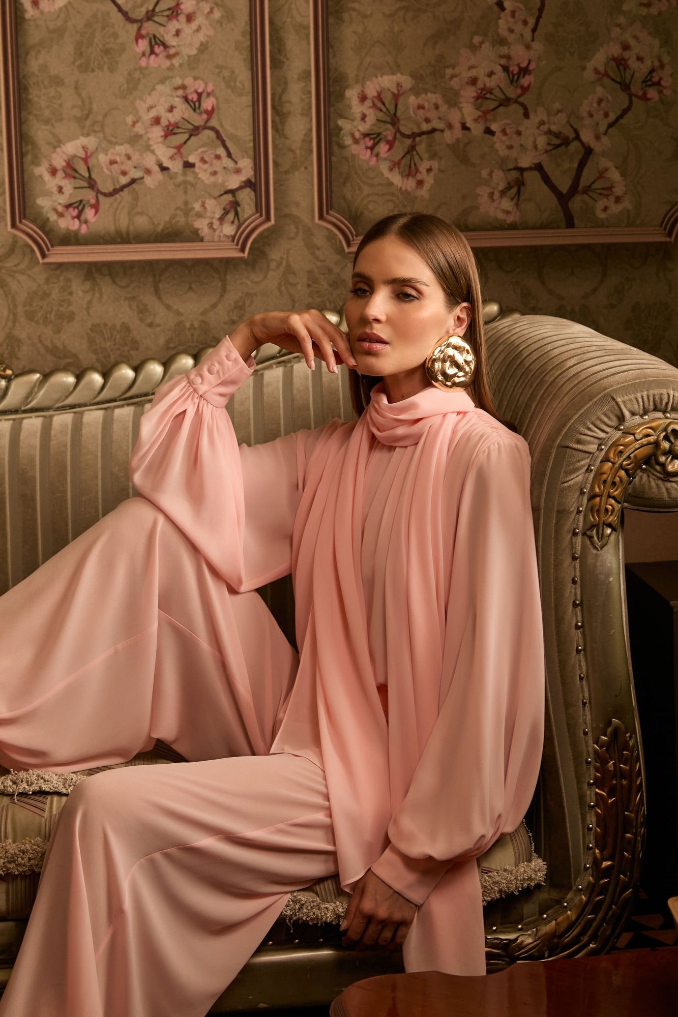 Flow High Neck Baby Pink Blouse