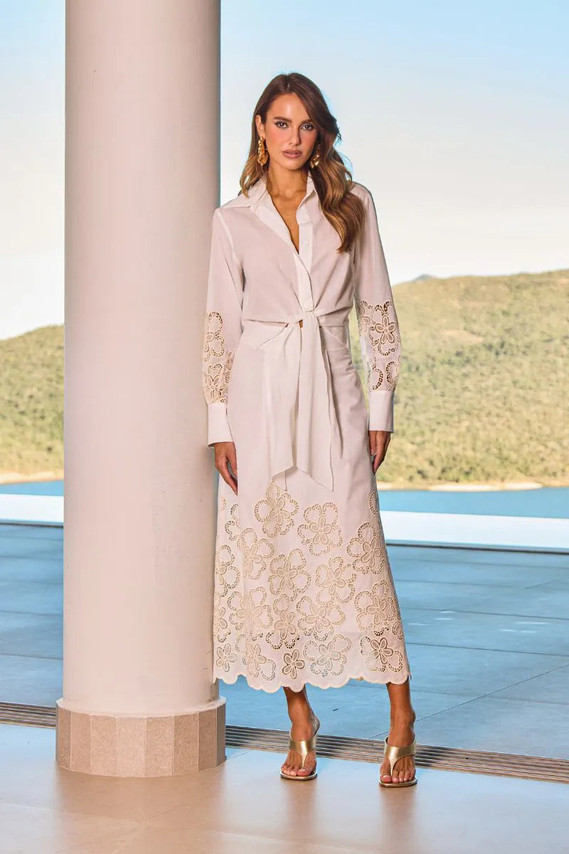 Bruna Linen Embroidered Richelieu Set