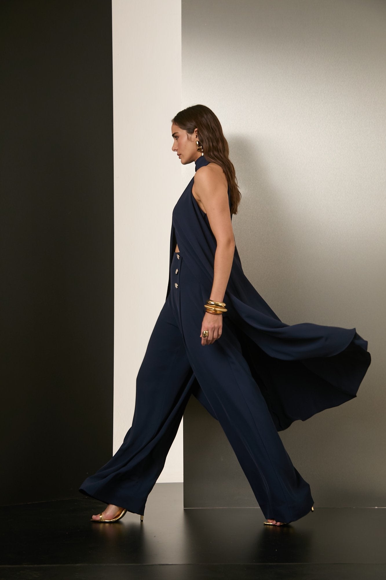 Navy Flow Halter Tunic