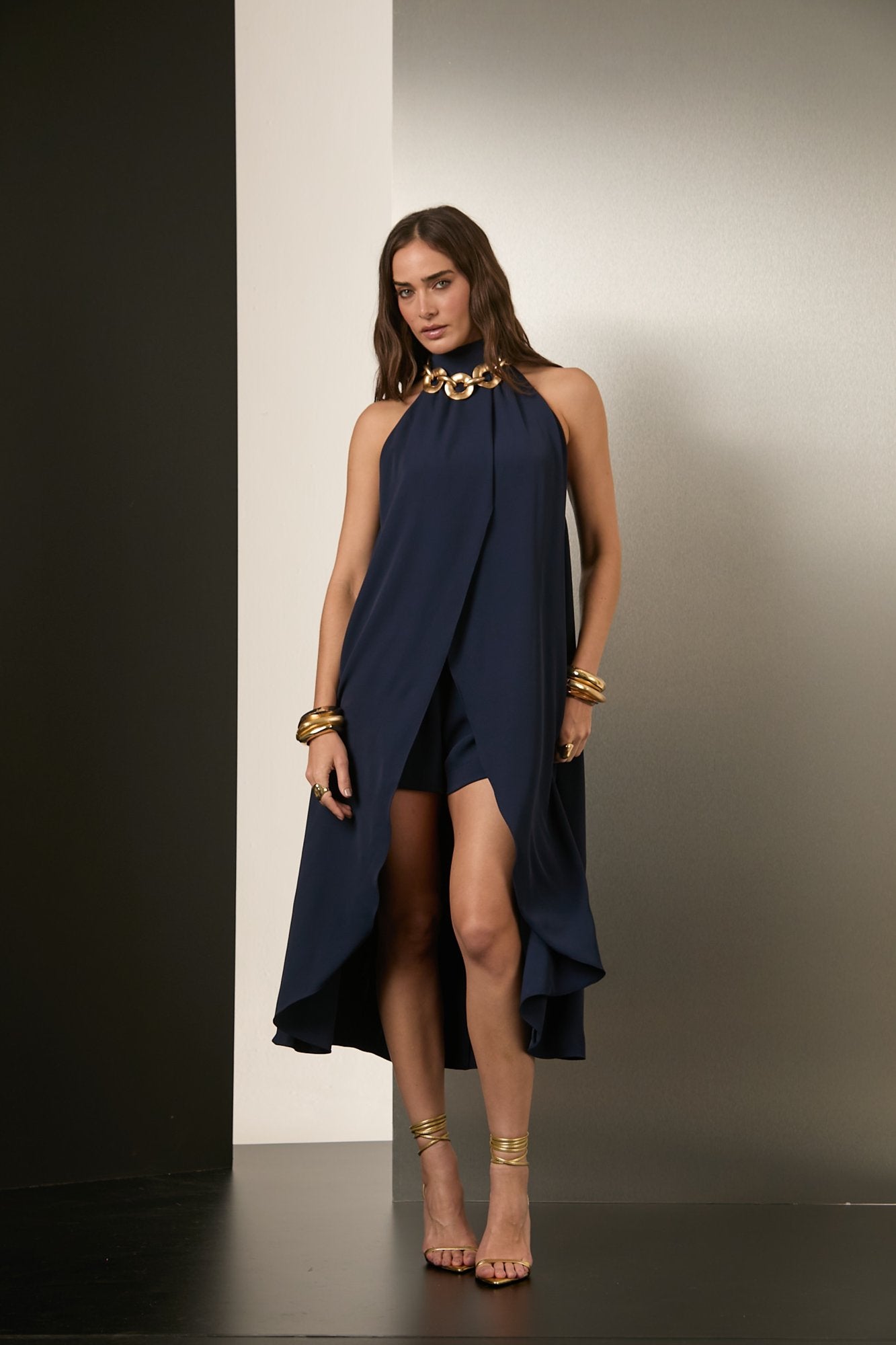 Navy Flow Halter Tunic