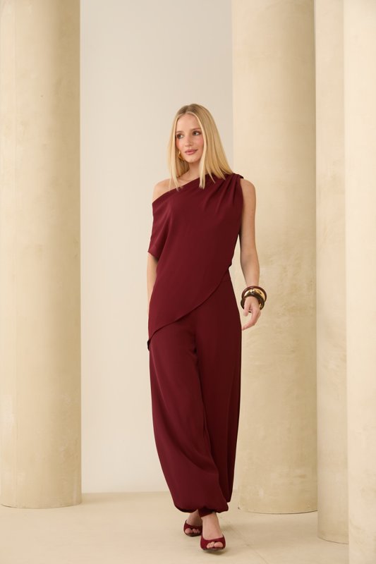 Wine Fluid Ballon Pants