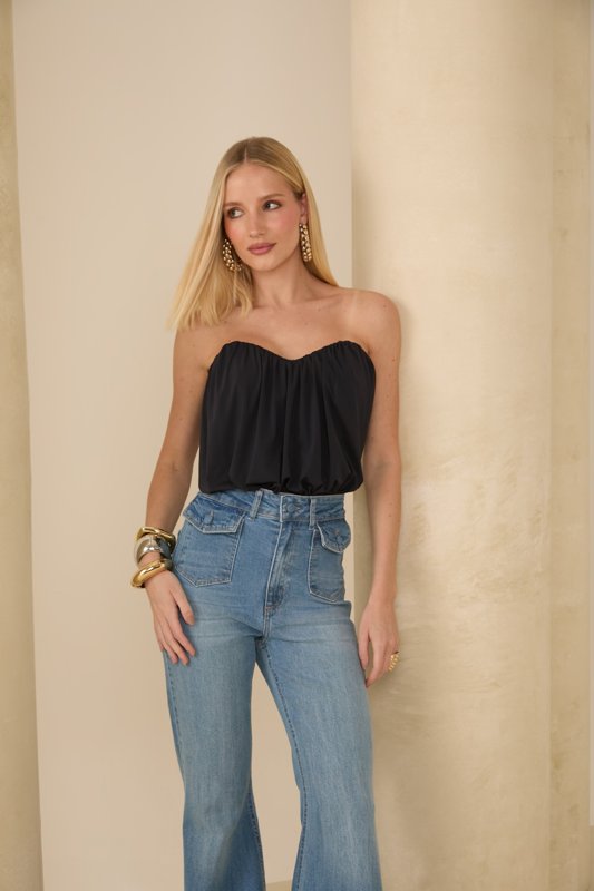 Strapless Knit Bodysuit Black