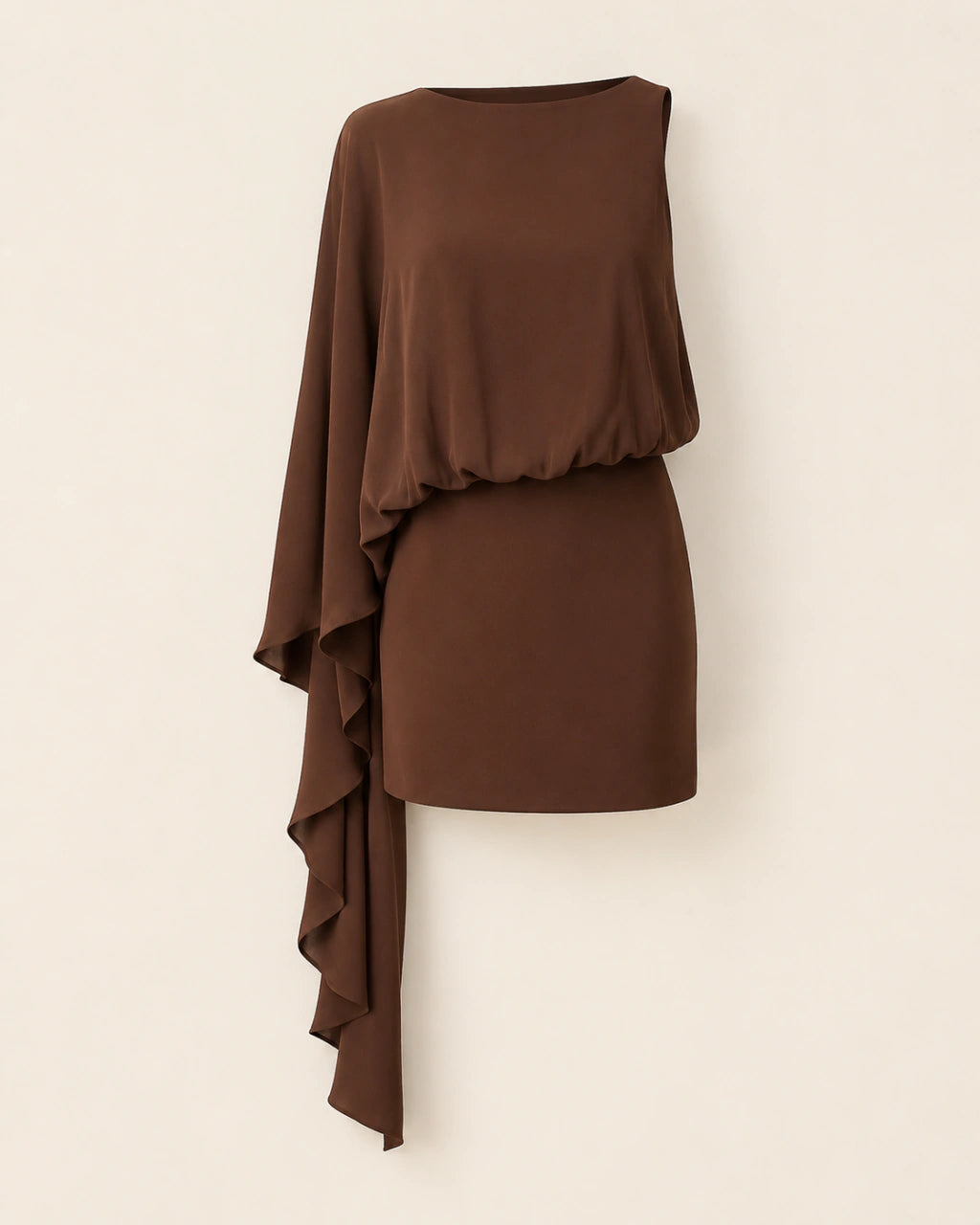 Luzia One Shoulder Mini Dress Brown Regina Salomão