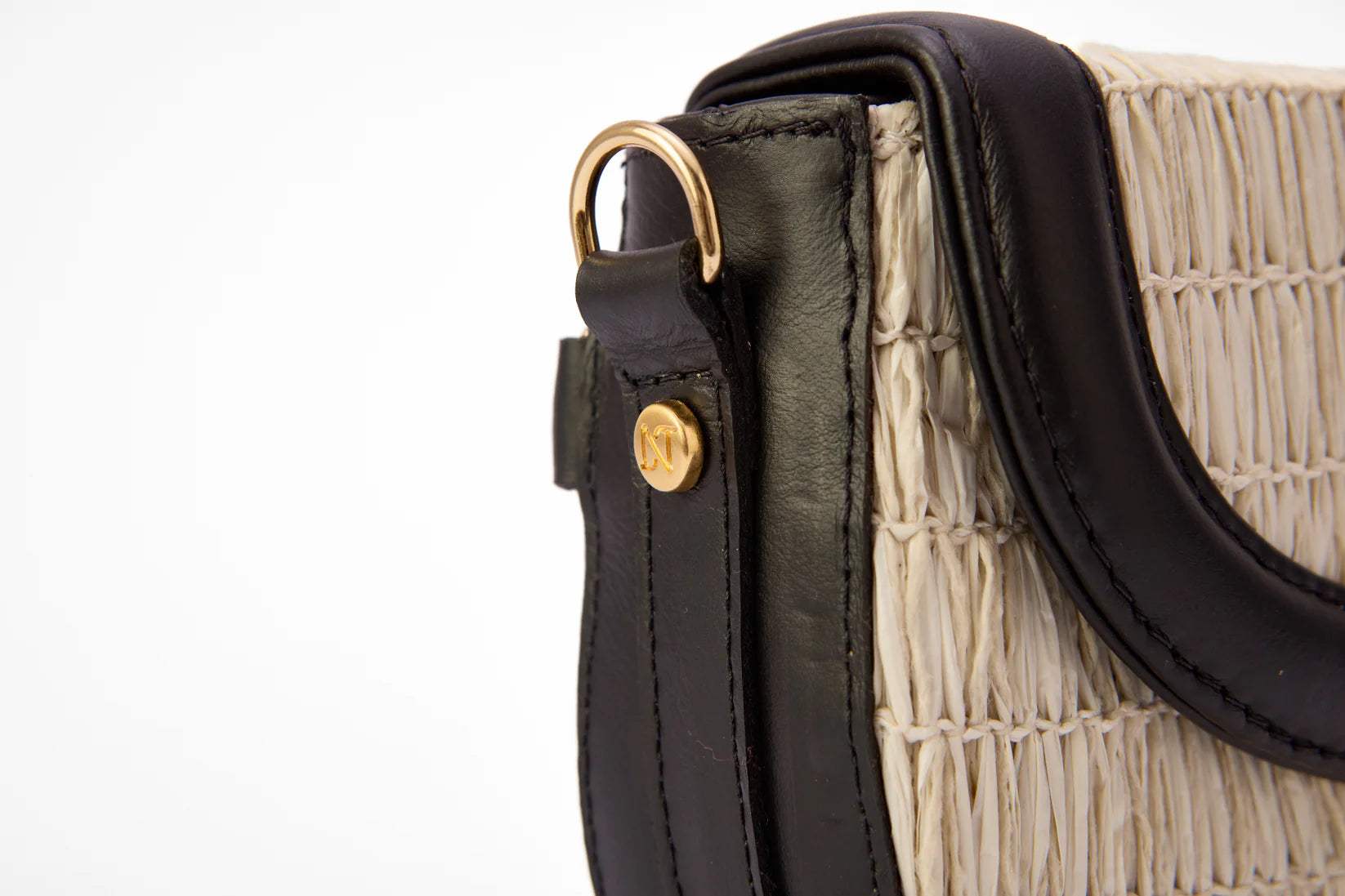 Silvia Raffia Handmade Raffia Black and white