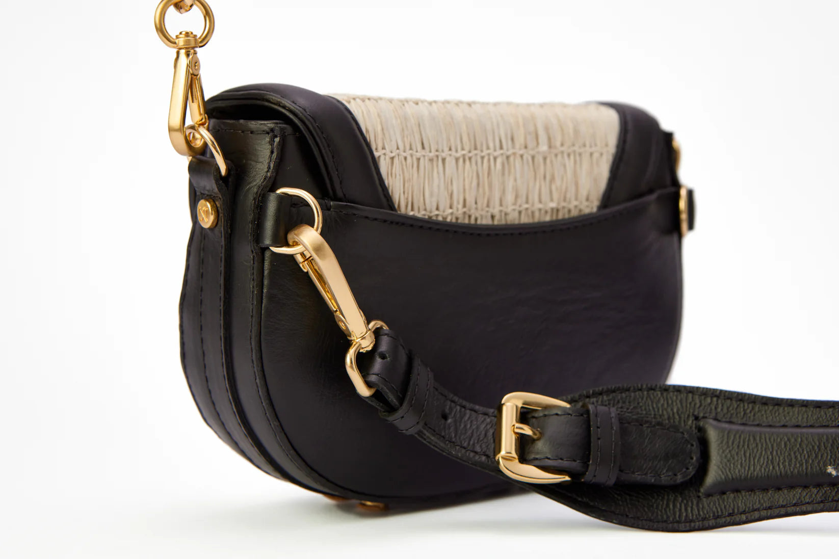 Silvia Raffia Handmade Raffia Black and white