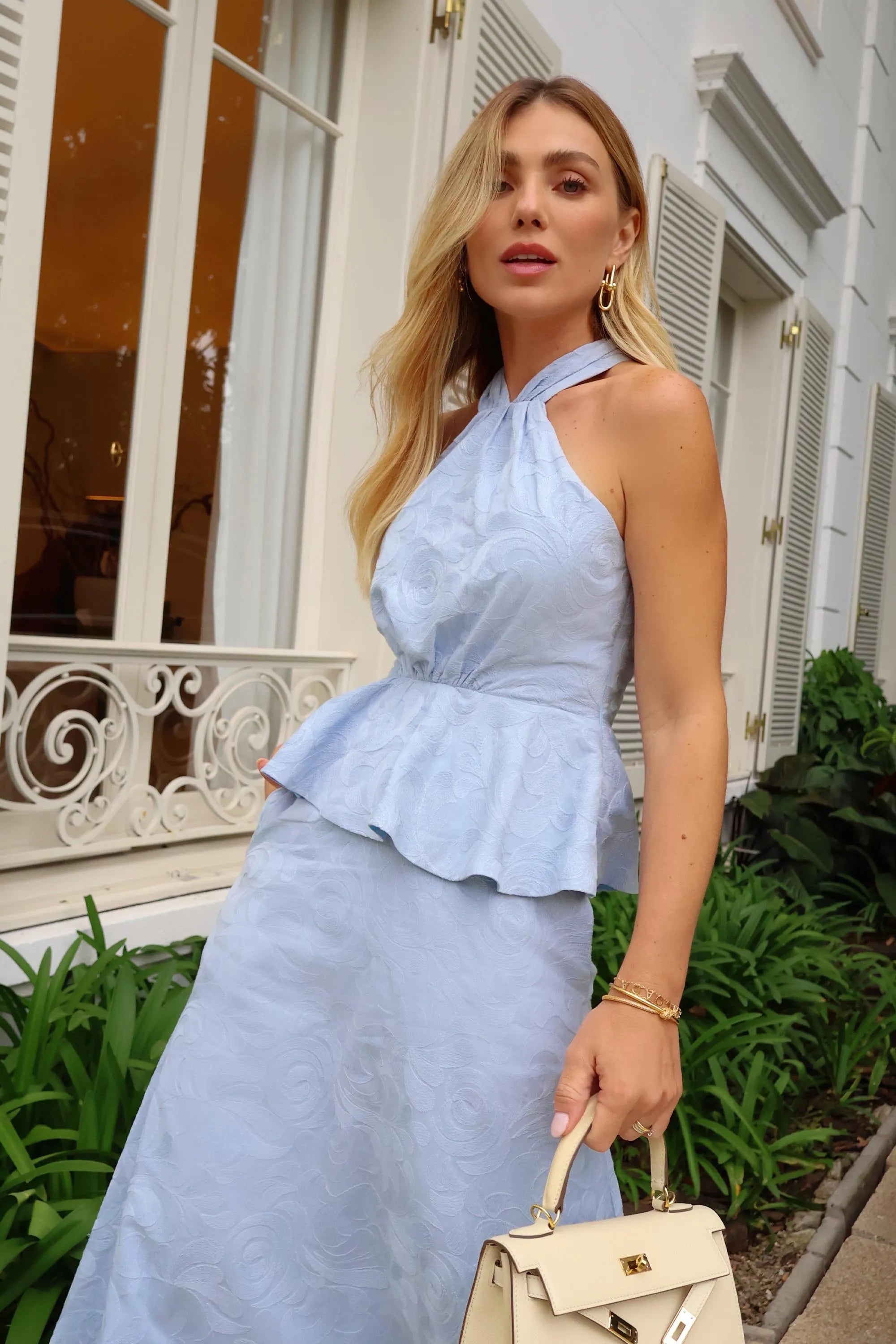 Jacquard Light Blue Embroidered Cotton Set
