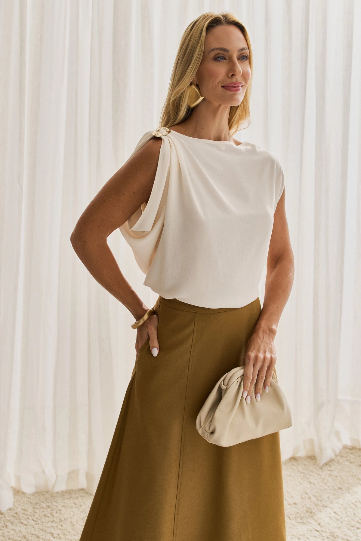 Asymmetric Chic Light Off Blouse