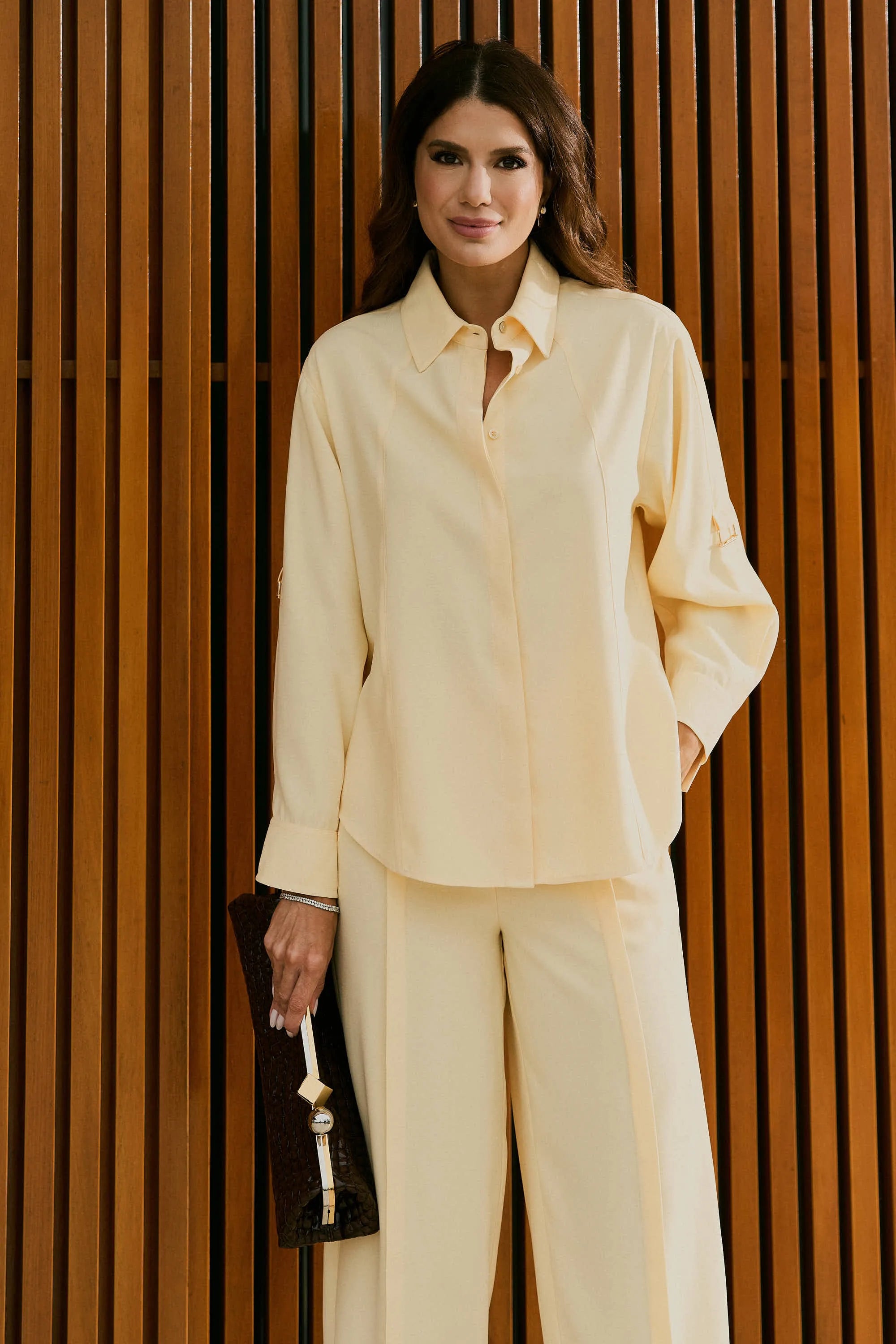 Butter Yellow Viscose Set – Shirt & Trousers