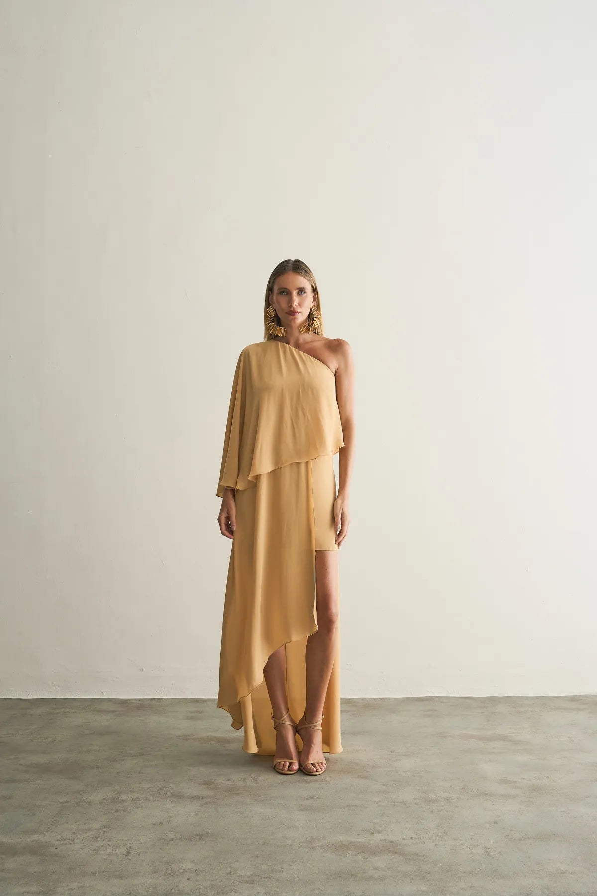 Andrea One Shoulder Asymmetrical Long Dress