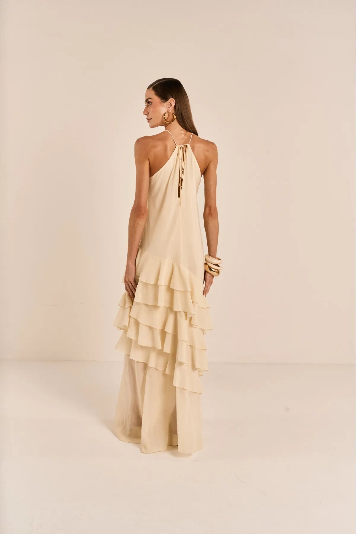 Edelina Vanilla Cotton with Layers Long Dress